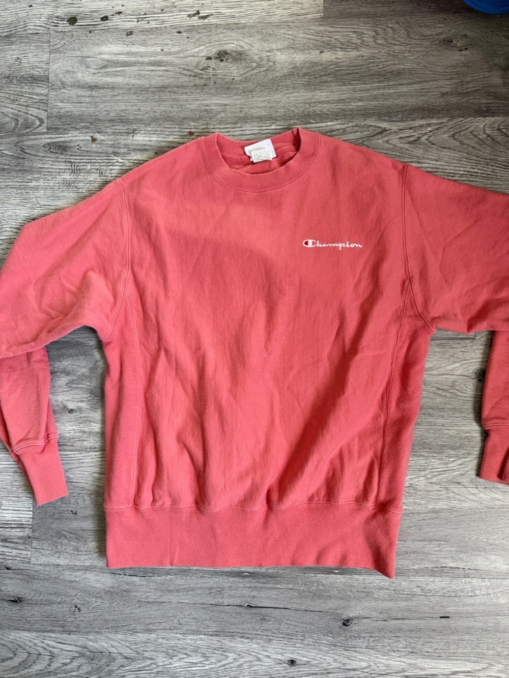 Champion Men's Coral-Pink Crewneck Sweatshirt